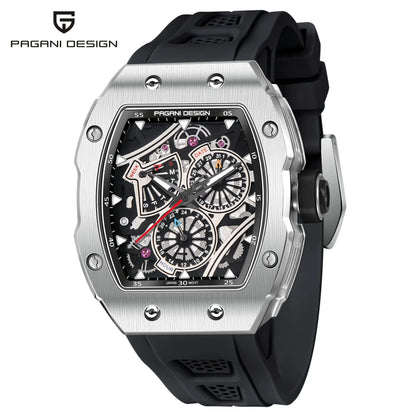 PAGANI DESIGN 2026 New Men's Skeleton Quartz Watch Japanese VH65 42MM Sapphire Glass Stainless Steel 50M Waterproof Reloj Hombre