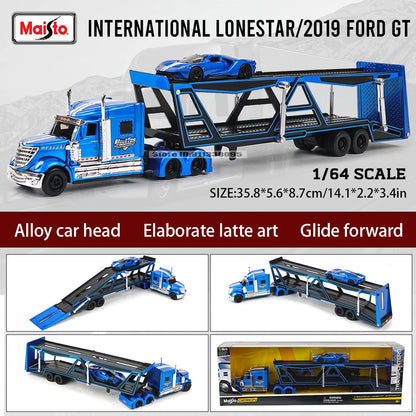 Maisto 1:64 MACK Anthem 2019 FORD LoneStar Transport Casting Manufacturing Trailer Model Simulation Model Alloy Car Collection