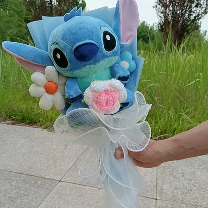 Cartoon Winnie the Pooh Pig Plush Bouquet Handmade Flower Bouquet Plush Doll Wedding Graduation Valentine Christmas Birthday Gif