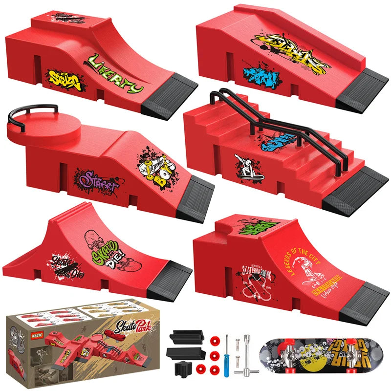 Finger Skateboard Children Toys Finger Sports Field Training Props Park Ramp Railings Slope Model Finger Skateboard Games