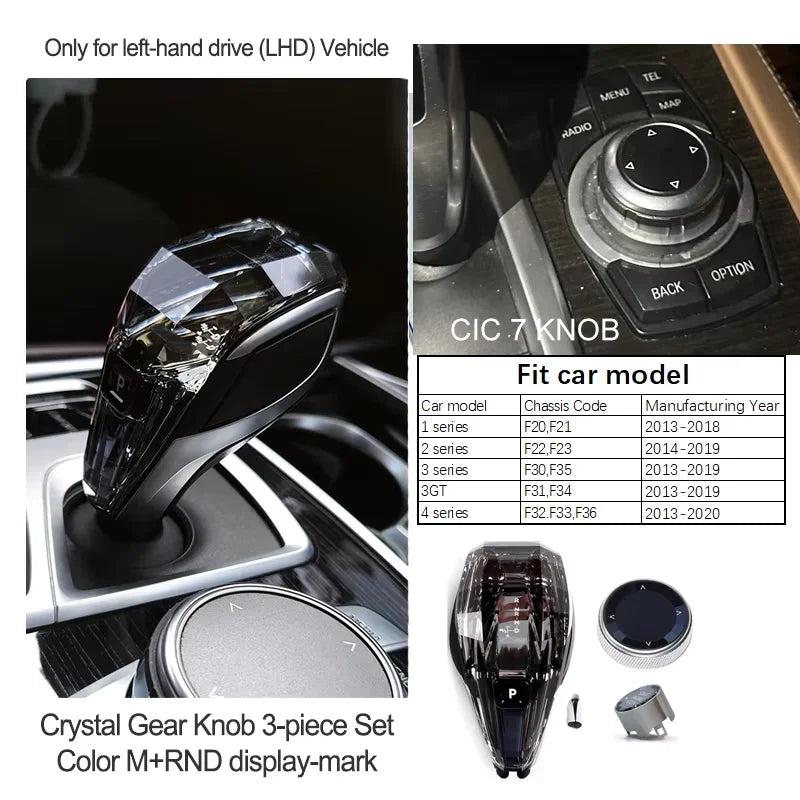 Crystal Gear Shift Lever Knob Set For BMW 5 Series G30 G32 G01 G08 7 Series G11 G12 F10 F20 F30 F32 F25 F26 X5 X6 F15 F16