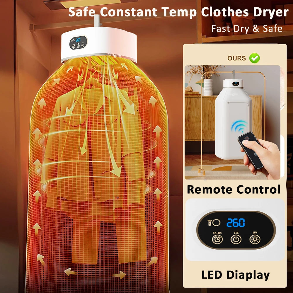 Portable Clothes Dryer Folded Electric Clothing Dryer Multifunctional Intelligent Timed Warm Laundry Dryer with Remote Control