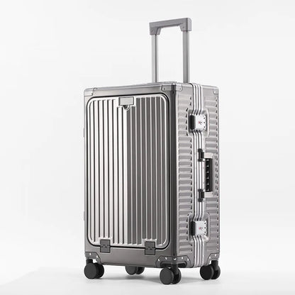 KLQDZMS Suitcase Front Opening Boarding Box Full Aluminum Magnesium Alloy Trolley Case 20 "24 Inches Multi-function Luggage