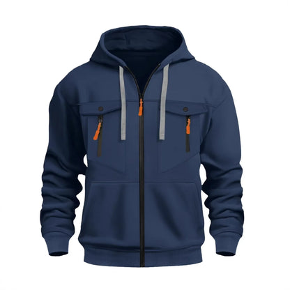 2026 Men's Casual Zipper Hoodie Fashionable Street Style Comfortable Loose Version Autumn/Winter Warm Hoodie Men's Clothing