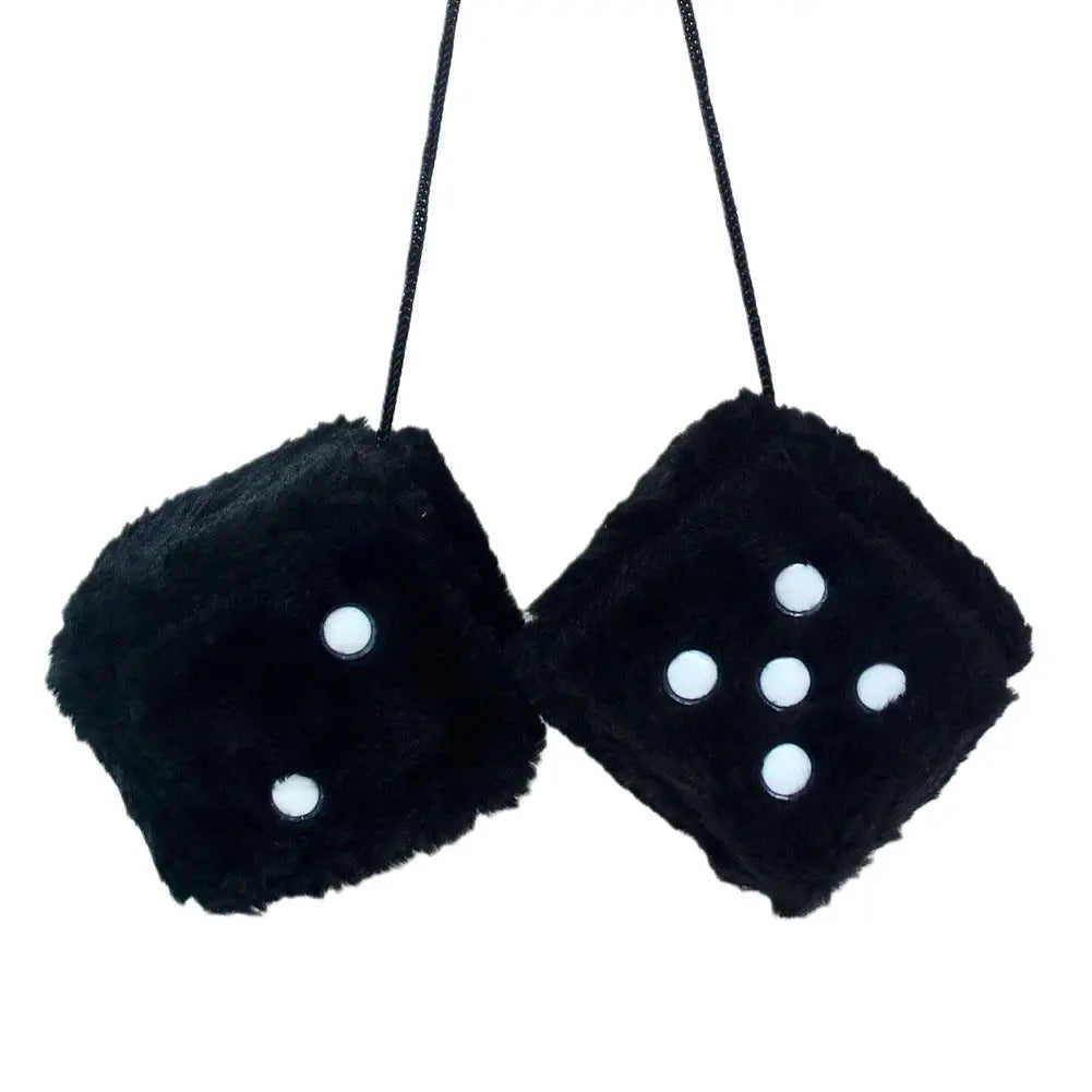Big Long Hair Hot Stamping Dot Dice Plush Toy Cube Pendant Car Ornament Sieve Anime Car Decoration Accessories Auto Pendant