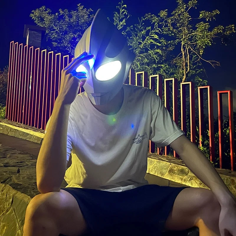 Anime Ultraman Headgear Tiga Helmet Glowing Mask Halloween Performance Cos Mask Switch Toy Adult Gift Cosplay Prop Gifts Toys