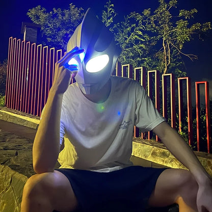 Anime Ultraman Headgear Tiga Helmet Glowing Mask Halloween Performance Cos Mask Switch Toy Adult Gift Cosplay Prop Gifts Toys