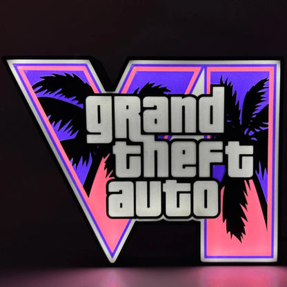 GTA 6 Grand Theft Auto VI LED Light Box Game Logo Night Light USB Power Desktop Table Lamp For Gaming Room Decor Gamer Gift