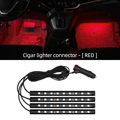 5V/12V Car Interior Backlight Ambient Mood Foot Light with Cigarette Lighter USB Decorative Atmosphere Lamp Car Accessories