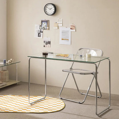 #Computer Desk, Glass Desk, Writing Desk, Living Room, Home Minimalist Makeup Desk