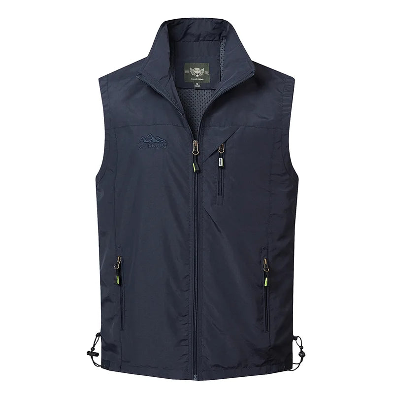 New Summer Men Outdoor Mesh Thin Waistcoats Climbing Sleeveless Jackets Men Multi-pockets Fishing Photography Breathable Vests 6
