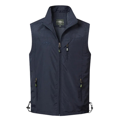 New Summer Men Outdoor Mesh Thin Waistcoats Climbing Sleeveless Jackets Men Multi-pockets Fishing Photography Breathable Vests 6