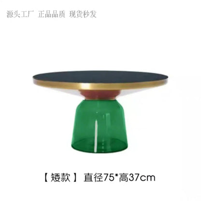 Modern Light Luxury Glass Coffee Table Creative Living Room Balcony Colorful High-end Table on The New Nordic High-end