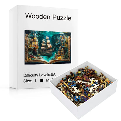 3D Stereo Book Scene Wooden Puzzle - Montessori Toy with Exquisite Patterns, Animal-Themed, Birthday Gift for Adults & Kids