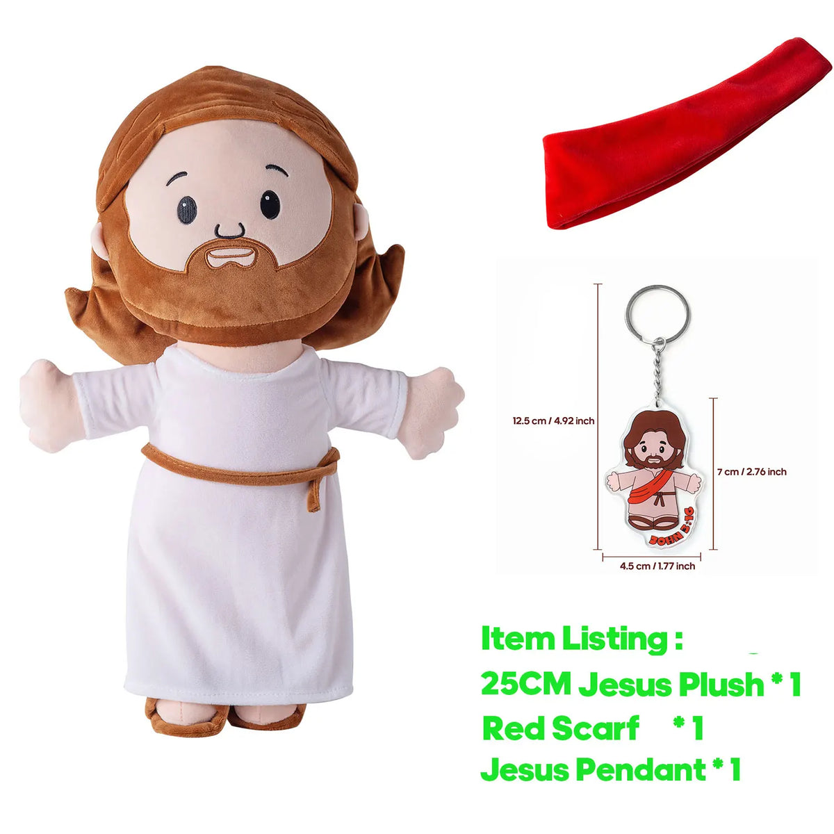 Cartoon Jesus Hug Stuffed Toy with Ornament Keychain Decoration Bedside Sofa Cushion Christmas Gift Soft Plush Doll for Kid Gift
