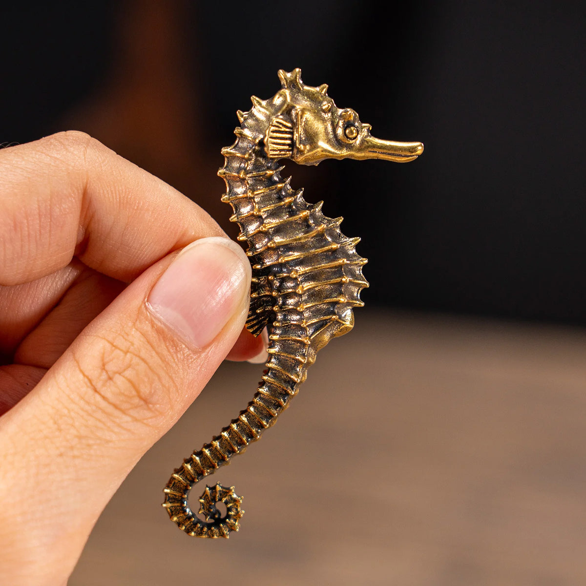 Copper Seahorse Statue Mascot Exquisite Crafts Ornaments Brass Seahorse Sculpture Office Decoration Business Gift