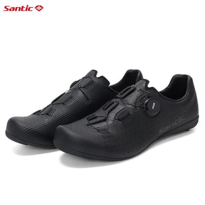 Santic Carbon Fiber Cycling Shoes Outdoor Wear Resistant Road Riding Sneakers Unisex Men Women Adjustable Pro Racing Bicyle Shoe