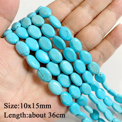 Blue Turquoise Stone Bead Irregular Round Oval Square Heart Loose Spacer DIY Beads Fit Jewelry Making Bracelet Necklace Handmade