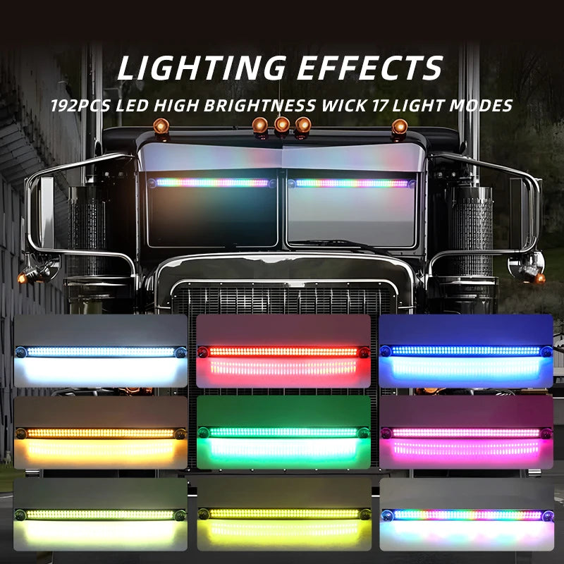 RGB 192LED Auto Roof Windshield Strobe Light 2 In1 LED Flash Warning Signal lamp Truck Windshield Strobe Emergency Car Light