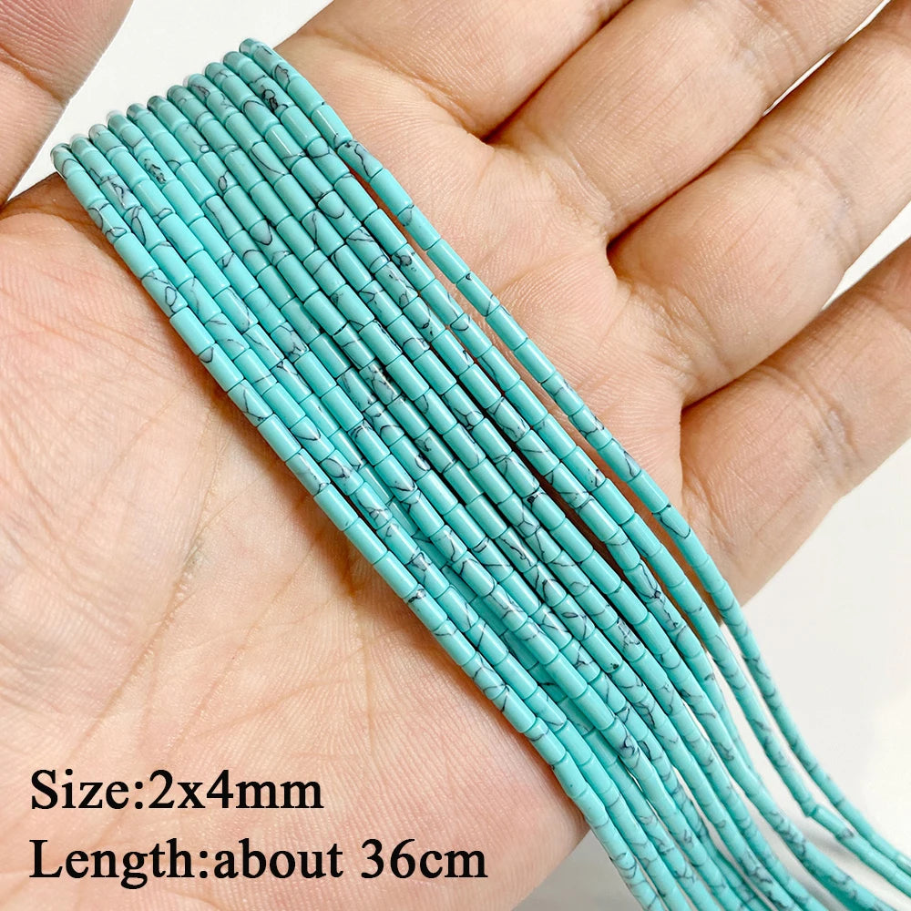 Blue Turquoise Stone Bead Irregular Round Oval Square Heart Loose Spacer DIY Beads Fit Jewelry Making Bracelet Necklace Handmade