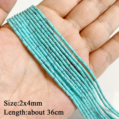 Blue Turquoise Stone Bead Irregular Round Oval Square Heart Loose Spacer DIY Beads Fit Jewelry Making Bracelet Necklace Handmade