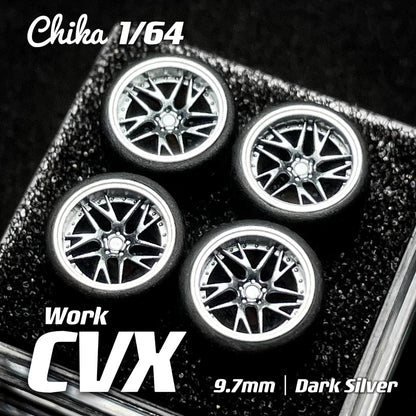 Hotwheels Tomica MiniGT (Supplied with axle) 1/64 Chika Wheels with Rubber Tires Model Car Modified Parts BBS RS JDM VIP For