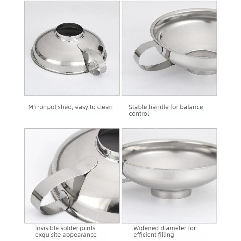 Wide Mouth Stainless Steel Funnel Kitchen Making and Spice Transfer Efficient Hopper Design for Water and Liquid Storage
