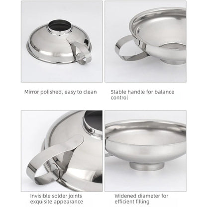 Wide Mouth Stainless Steel Funnel Kitchen Making and Spice Transfer Efficient Hopper Design for Water and Liquid Storage