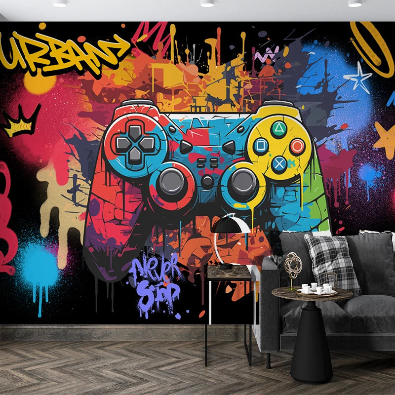 Milofi Custom 3D Wallpaper, Mural, Graffiti, Colorful Painting, Game Console Background Wall Decoration Painting