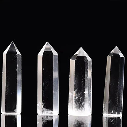 Natural Transparent Quartz Column Transparent Delicate White Crystal Hexagonal Obelisk 50-80mm Wandstone Room Decoration Gift