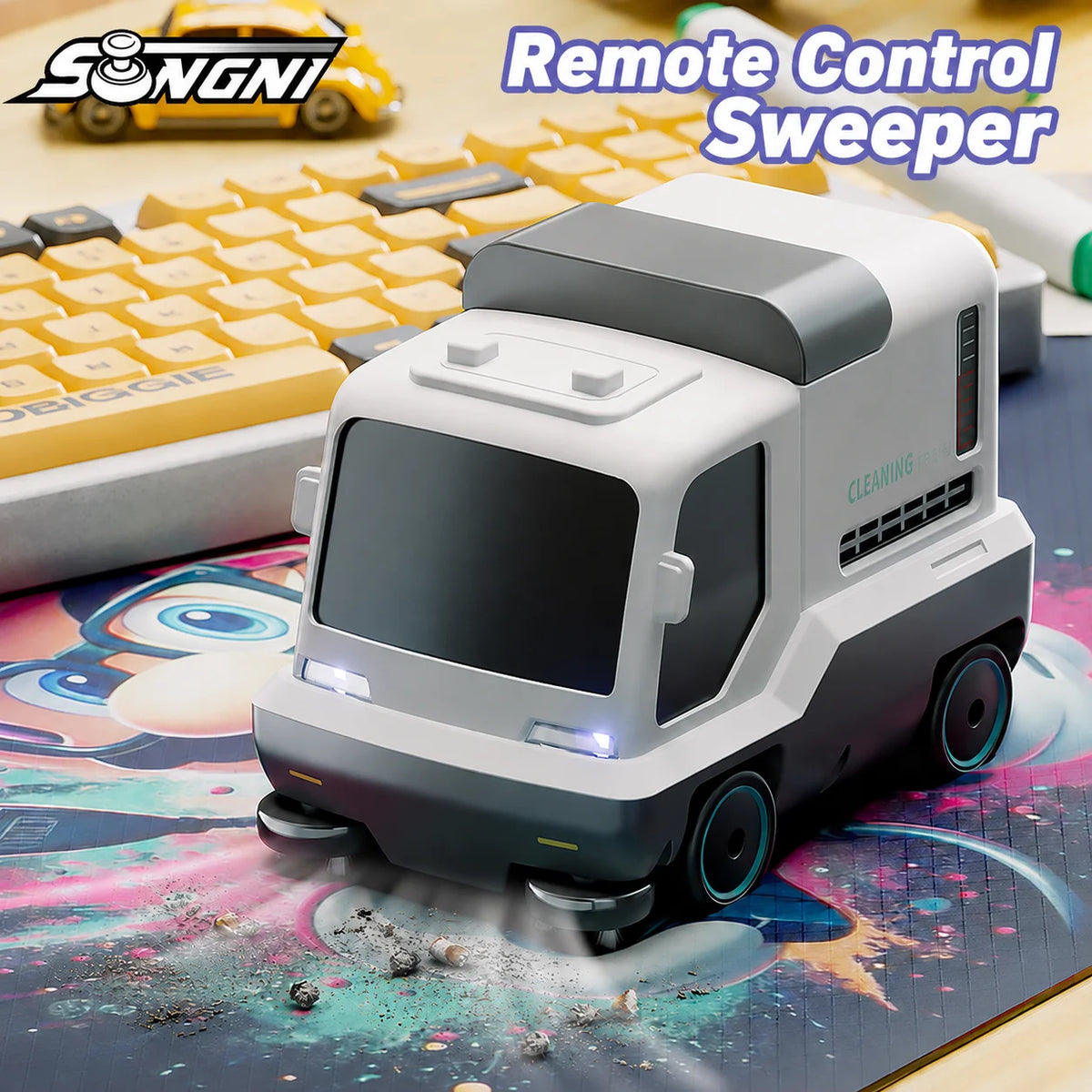 2026 New SONNY RC Car Desktop Vacuum Cleaning 4WD Drift Remote Control Vehicle Mini Tabletop Hobby Toy
