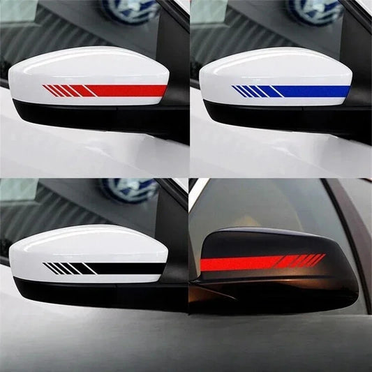 2pcs Universal Auto Car Sticker Non Fading Fashion Color Stripe Body Kits Racing Strips Side Rear View Mirror Decor Decal