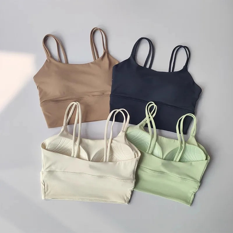 Women's Seamless Sports Bra Breathable Fitness Crop Top Beautiful Back Push-Up Yoga Tank Bra Slim Elastic Gym Vest