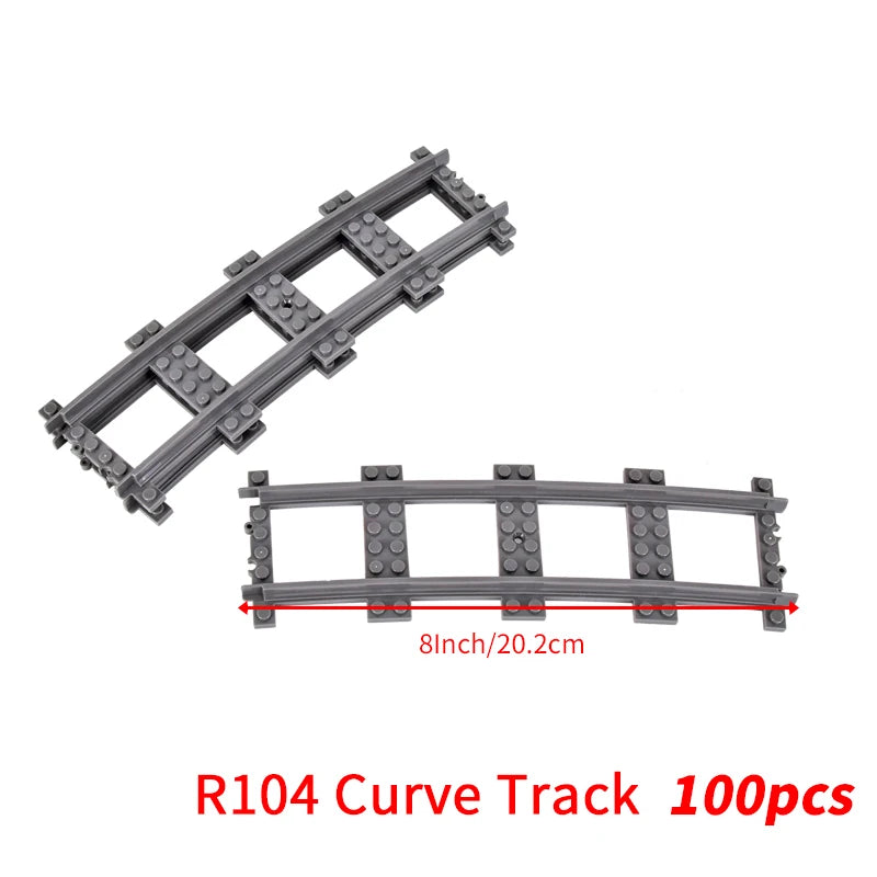 MOC City Bricks Train Flexible Construction Parts Railway Curve Track Building Blocks Model Accessories Compatible with 53401