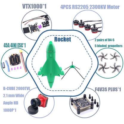 B-CUBE Rocket 5inch FPV Drone Frame Kit Carbon Fiber Racing Drone Quadcopter Freestyle INAV Beatflight F722 Ardupilot Flight