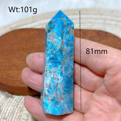 Natural Crystal Blue Flashy Apatite Tower Healing Gemstones High Quality Mineral Reiki Ornament Home Decorations Gift