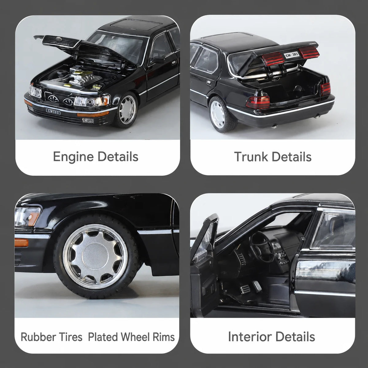 1/24 Lexus LS400 Classical Toy Car Model Diecast Alloy Metal Miniature Vehicle Model Sound & Light Collection Gift For Boyfriend