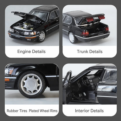 1/24 Lexus LS400 Classical Toy Car Model Diecast Alloy Metal Miniature Vehicle Model Sound & Light Collection Gift For Boyfriend