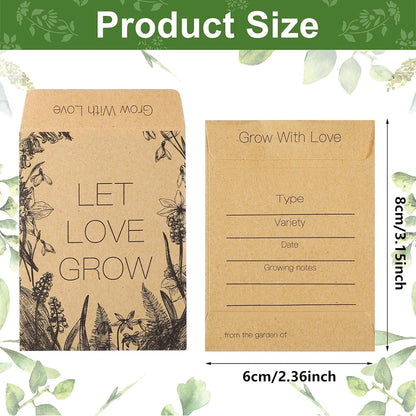 Wedding Gift Seed Pack 50 Pieces Self-Adhesive Seed Pack Retro Kraft Paper Envelope Seed Storage Paper Pack Wedding Shower Gift