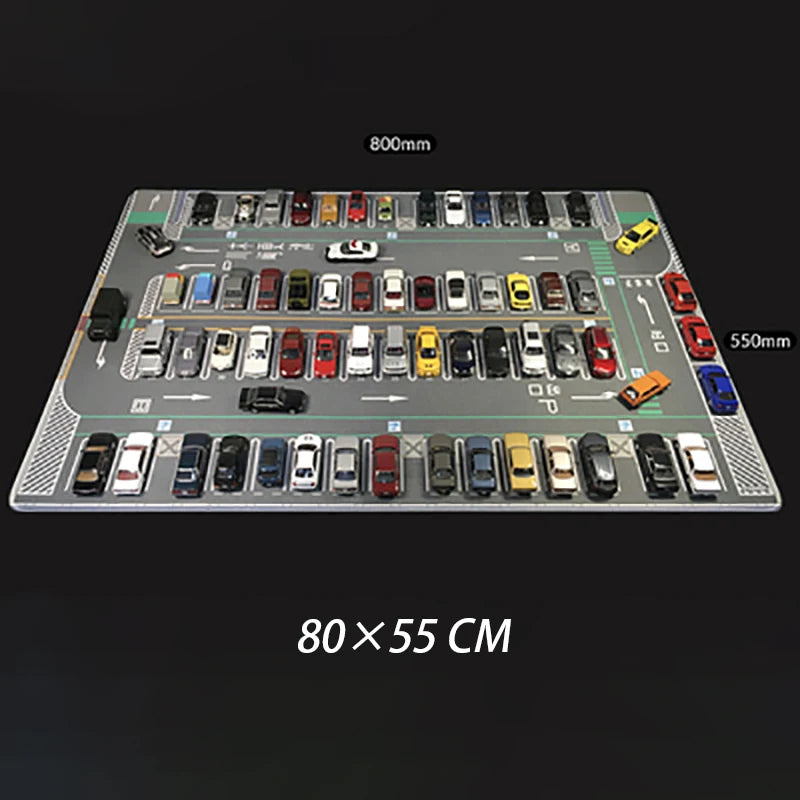 80CM 1:64 Scale Model Car Scene Mat Large Parking Lot Mat for Diecast Vehicle Scene Display Toy Mouse Pad Scene Show Toy