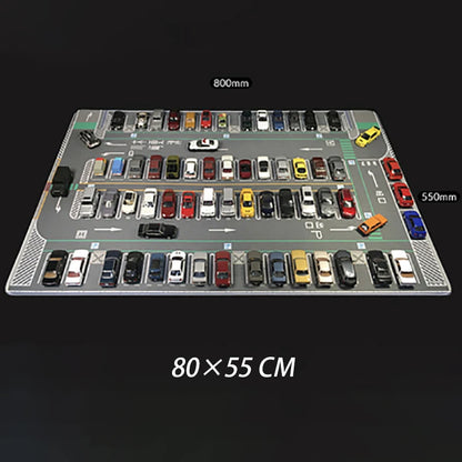 80CM 1:64 Scale Model Car Scene Mat Large Parking Lot Mat for Diecast Vehicle Scene Display Toy Mouse Pad Scene Show Toy