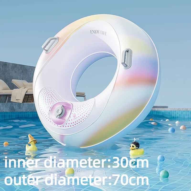 60-100cm Double Handle Thicken Swimming Ring Pool Float Water Play Summer Beach Party Swimming Circle Press‑to‑Inflate