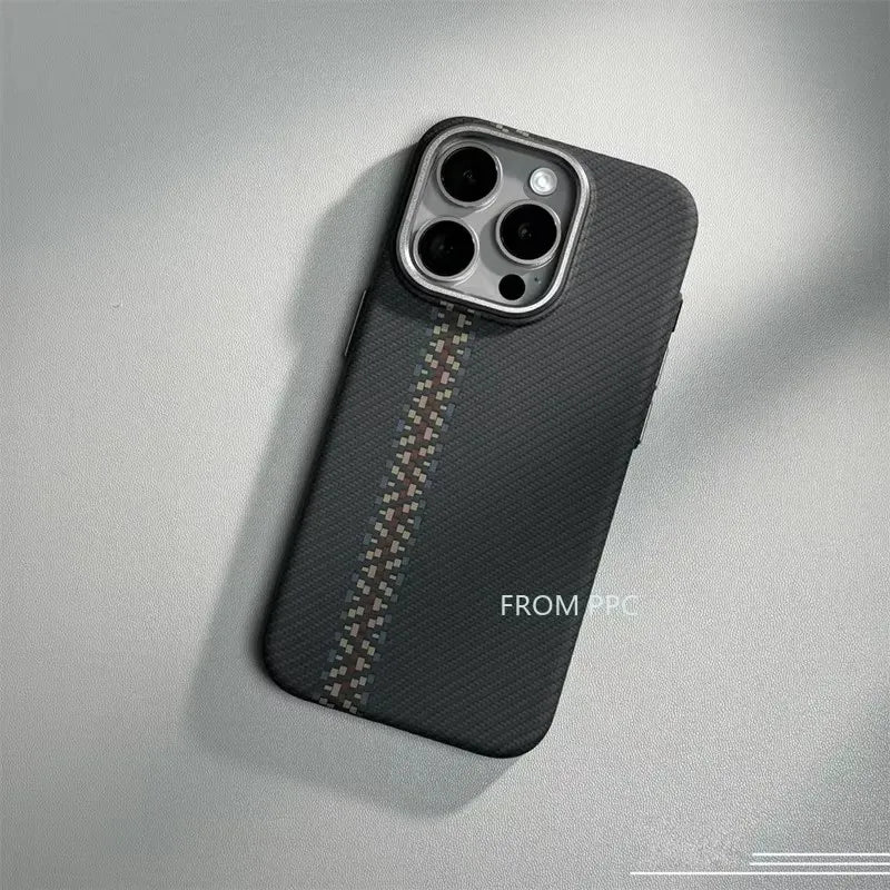 For iPhone 17 16 15 18 Pro Max Case Carbon Fiber Abstract Geometric for MagSafe Cover Magnetic Charging Shell Camera Armor Funda