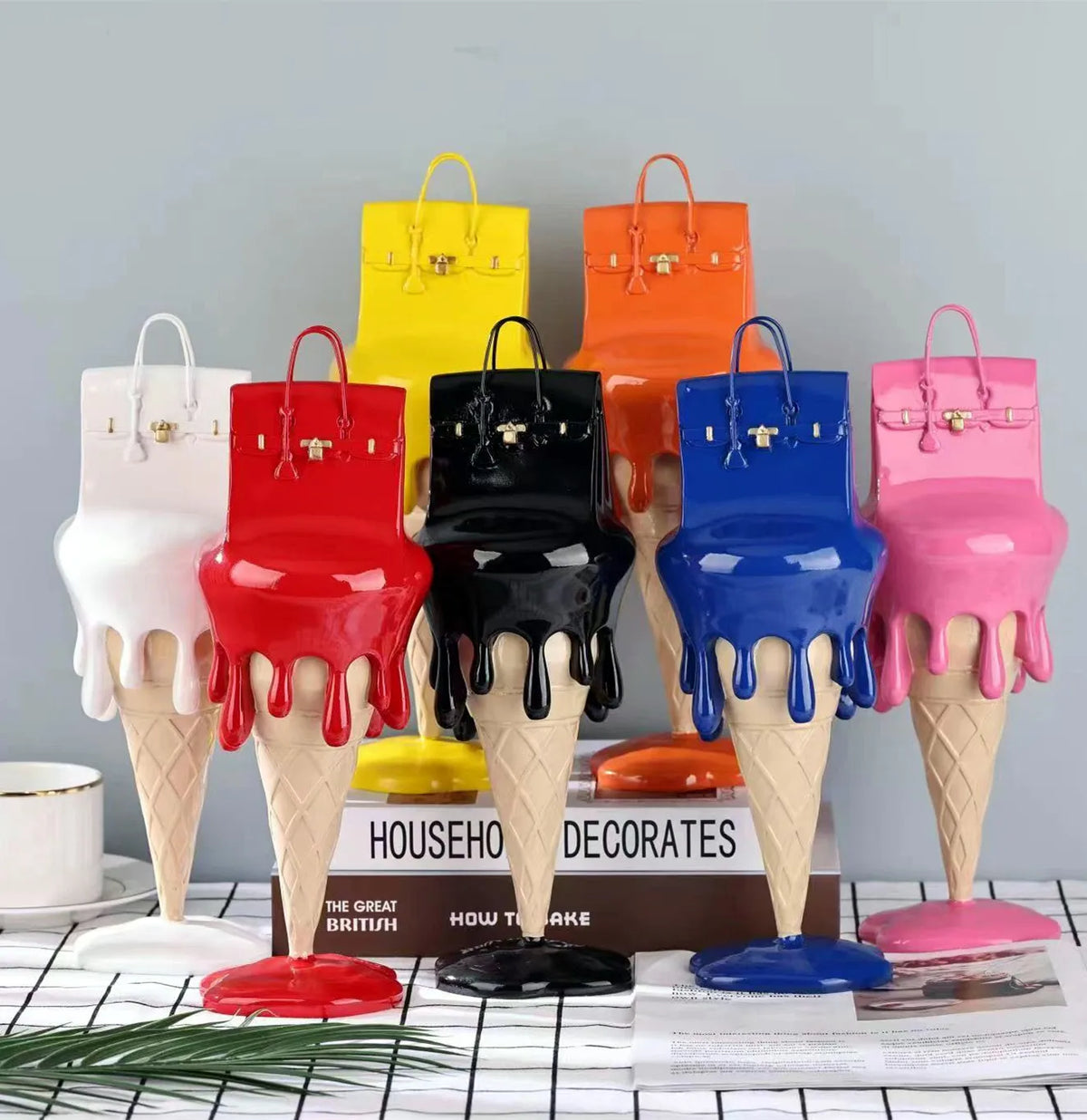 Melting Ice Cream Bag Statue Art Angel Figurine Luxury Decoration Sculpture For Home Living Room Desk Accessories