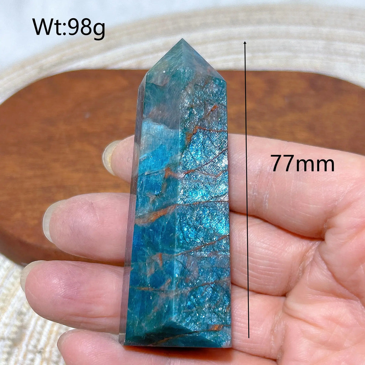 Natural Crystal Blue Flashy Apatite Tower Healing Gemstones High Quality Mineral Reiki Ornament Home Decorations Gift