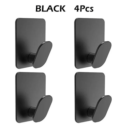 2pc/4pc Bathroom Clothes Hooks, Adhesive Wall Hooks, Stainless Steel Towel Racks, Bathroom Kitchen Hardware, Multi-Purpose Hooks