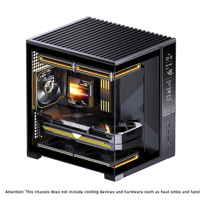 Jonsbo D34 Desktop MATX Mini-ITX Seaview Room PC Case Hardware Monitoring Digital Screen Gaming Chassis Support 280 Water-cooled