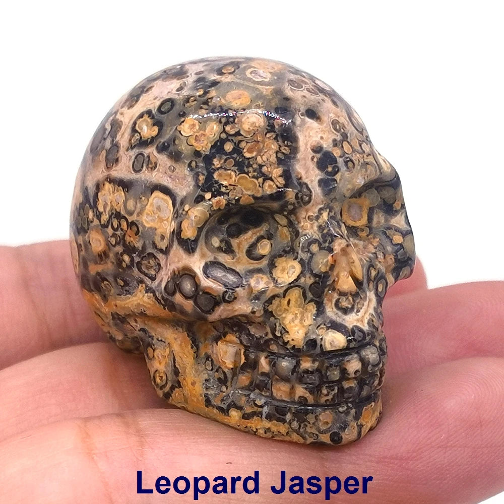 Wholesale 1.5" Natural Stones Crystal Skull Statue Amethyst Quartz Tiger Eye Carved Ore Mineral Crystals Figurine Home Decor
