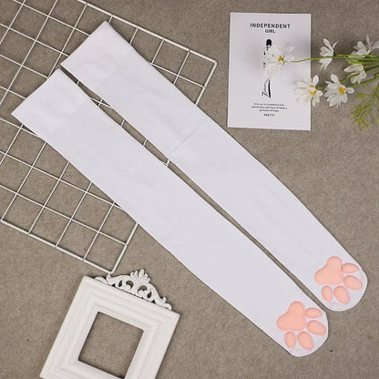 Womens Over Above Knee Socks Thigh High Stockings Kitten Claw Cat Paw Pad Ladies pink 3D Long Sock Cosplay Harajuku Y2k female