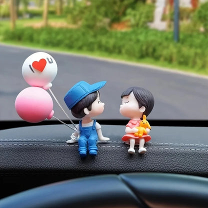 1PC Car balloon couple ornament, in car couple balloon pendant, car cartoon figurine decoration, home ornament for girls